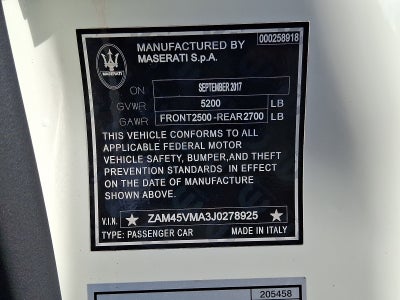 2018 Maserati GranTurismo Sport