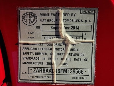 2015 Alfa Romeo 4C Launch Edition