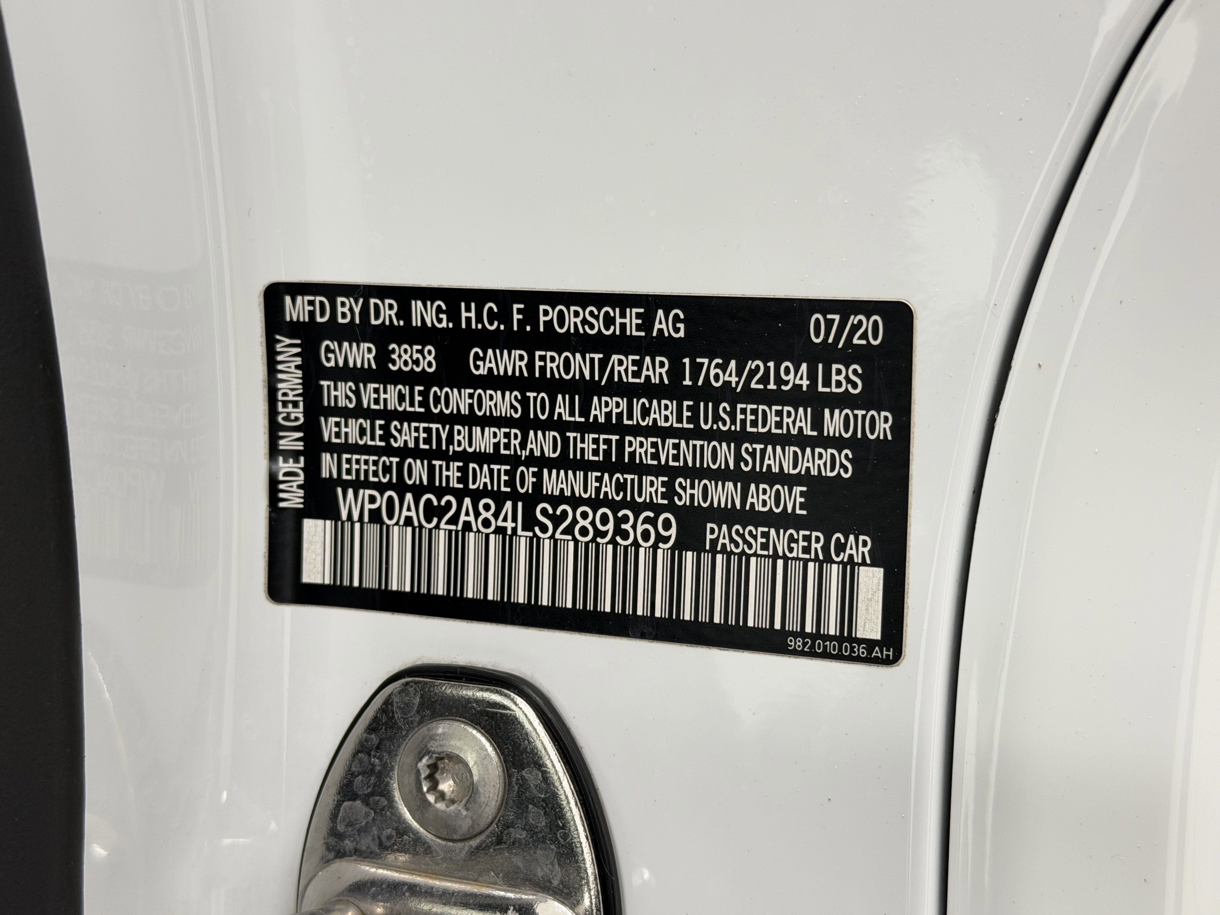 2020 Porsche 718 Cayman GT4