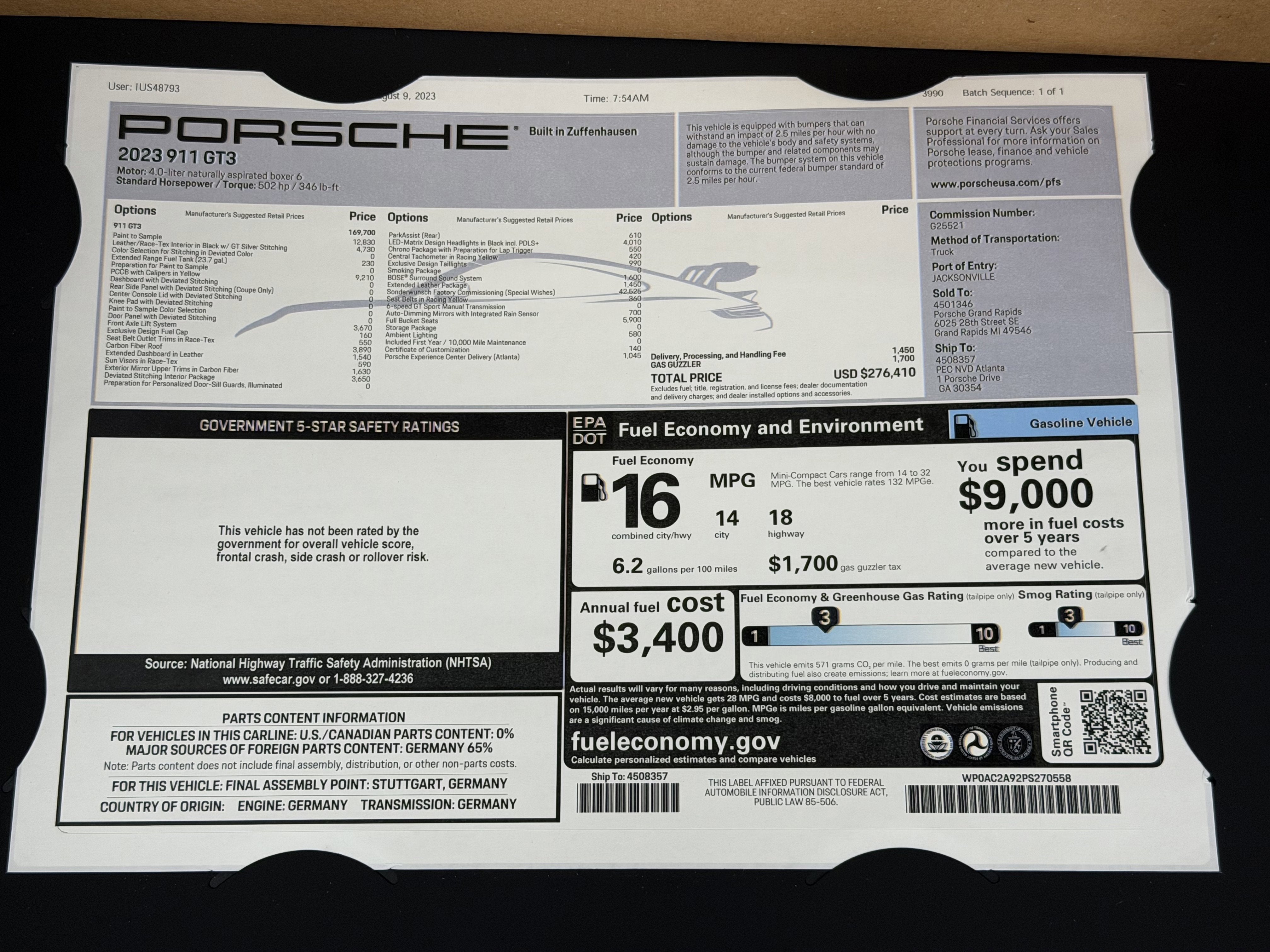 2023 Porsche 911 GT3