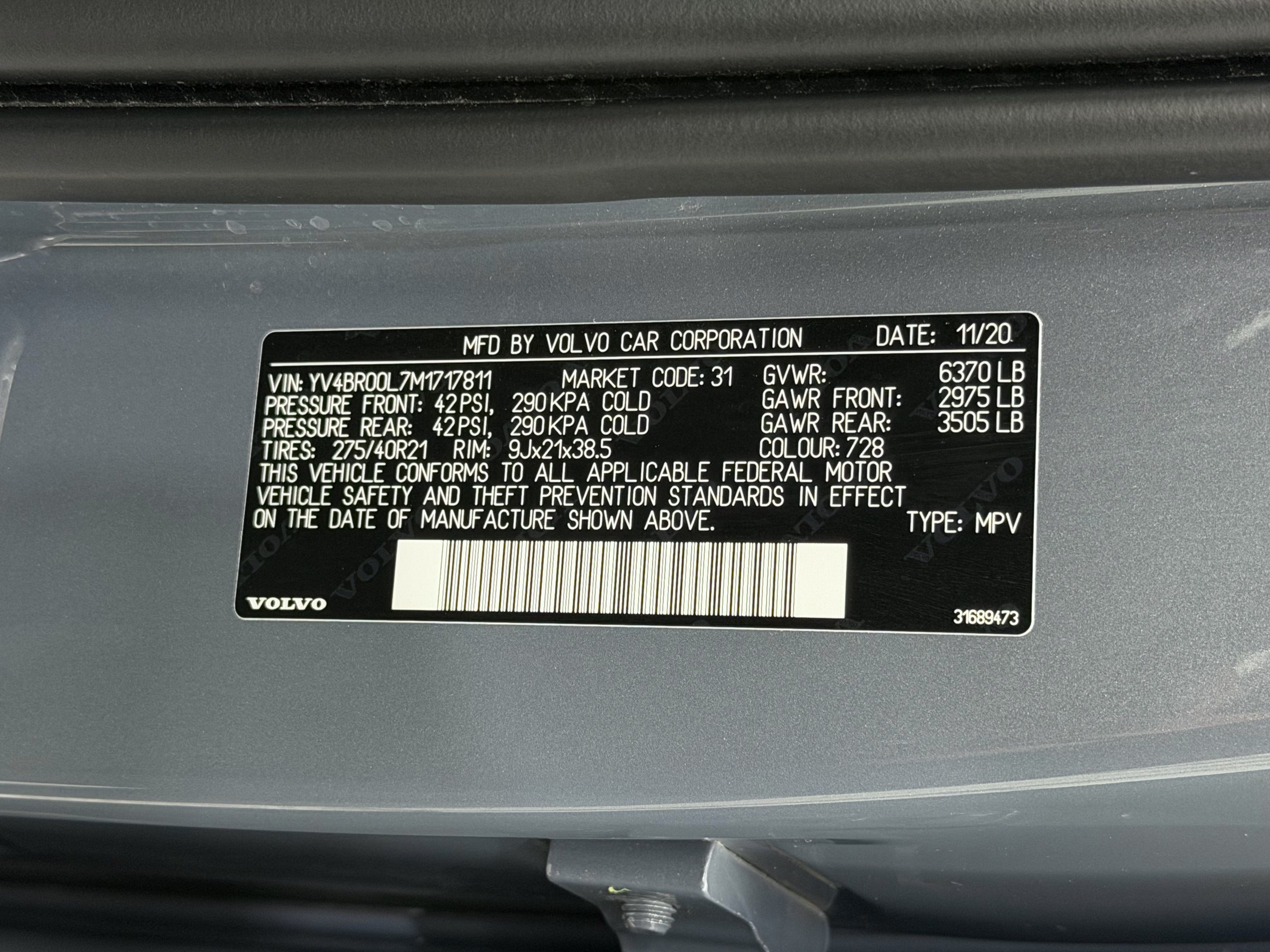 2021 Volvo XC90 T8 Inscription 6 Passenger