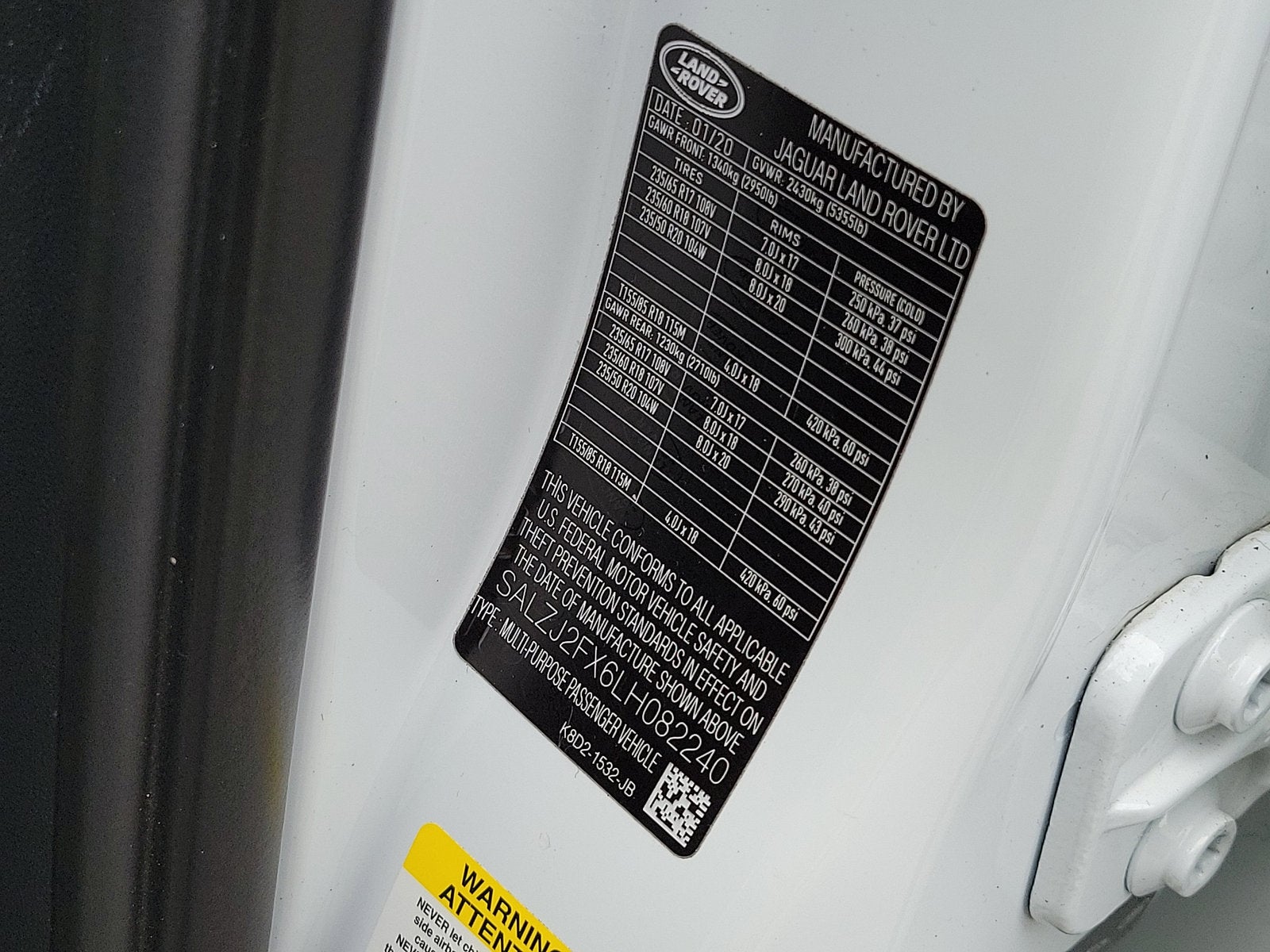 2020 Land Rover Range Rover Evoque S